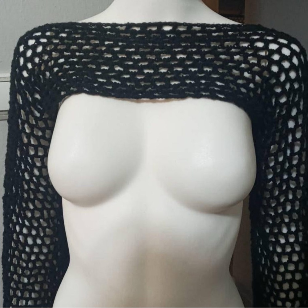 Handmade Black Crochet Shrug